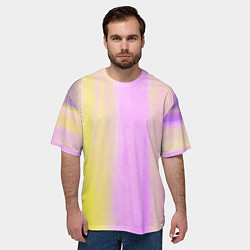 Футболка оверсайз мужская Акварельный градиент желто- розовый, цвет: 3D-принт — фото 2