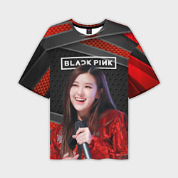 Футболка оверсайз мужская Rose Blackpink black red, цвет: 3D-принт