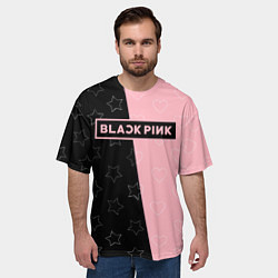 Футболка оверсайз мужская Blackpink - hearts and stars, цвет: 3D-принт — фото 2