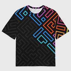 Футболка оверсайз мужская Геометрические фигуры на тёмном фоне тетрис, цвет: 3D-принт