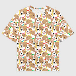 Футболка оверсайз мужская Джек рассел терьер в разноцветных ошейниках, цвет: 3D-принт