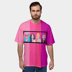 Футболка оверсайз мужская Группа Black pink на фоне оттенков розового, цвет: 3D-принт — фото 2