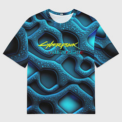 Футболка оверсайз мужская Cyberpunk 2077 phantom liberty blue abstract, цвет: 3D-принт