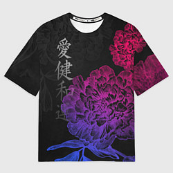 Футболка оверсайз мужская Neon flowers - japanese art, цвет: 3D-принт