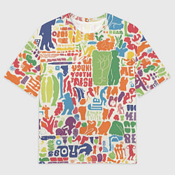 Футболка оверсайз мужская Красочные каракули, цвет: 3D-принт