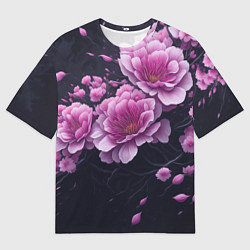 Футболка оверсайз мужская Ветки цветущей розовой сакуры, цвет: 3D-принт