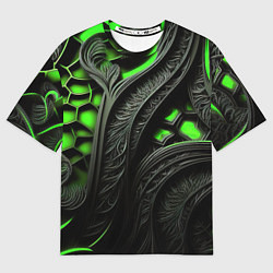 Футболка оверсайз мужская Green black abstract, цвет: 3D-принт
