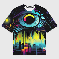 Мужская футболка оверсайз The eye of cyberpunk