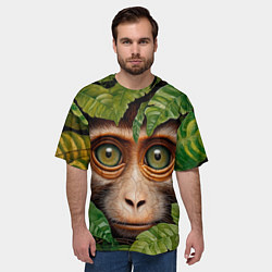 Футболка оверсайз мужская Обезьяна в джунглях, цвет: 3D-принт — фото 2