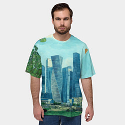Футболка оверсайз мужская Москва-сити Ван Гог, цвет: 3D-принт — фото 2