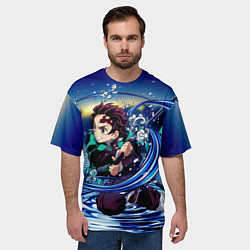 Футболка оверсайз мужская Танджиро Камадо Клинок, рассекающий демонов, цвет: 3D-принт — фото 2