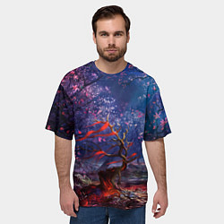 Футболка оверсайз мужская Магический лес при луне, цвет: 3D-принт — фото 2