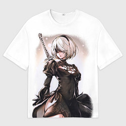Футболка оверсайз мужская Nier: Automata - 2B TechnoBlade, цвет: 3D-принт