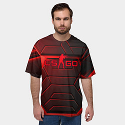 Футболка оверсайз мужская Red neon CS GO, цвет: 3D-принт — фото 2