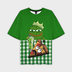 Футболка оверсайз мужская Pepe King with pizza, цвет: 3D-принт