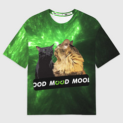 Футболка оверсайз мужская Mood - коты из ТикТок, цвет: 3D-принт