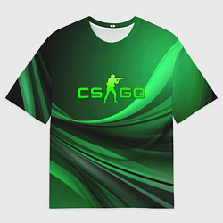 Футболка оверсайз мужская CS GO green abstract, цвет: 3D-принт