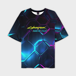 Футболка оверсайз мужская Neon cyberpunk logo, цвет: 3D-принт