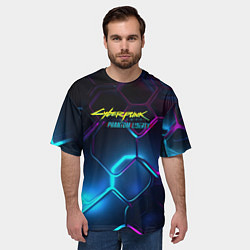 Футболка оверсайз мужская Neon cyberpunk logo, цвет: 3D-принт — фото 2