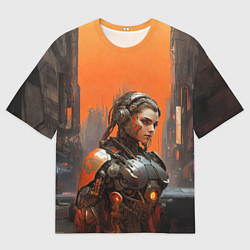 Футболка оверсайз мужская Девушка киборг в броне, цвет: 3D-принт