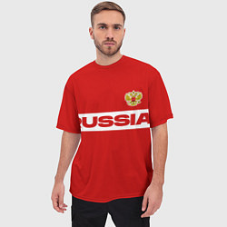 Футболка оверсайз мужская Russia - красно-белый, цвет: 3D-принт — фото 2