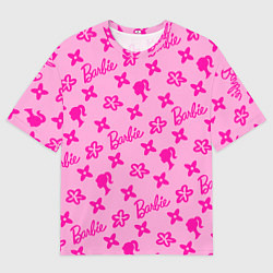 Мужская футболка оверсайз Барби паттерн розовый