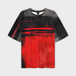 Мужская футболка оверсайз Black red texture