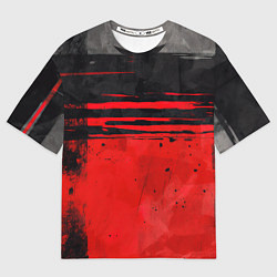 Футболка оверсайз мужская Black red texture, цвет: 3D-принт