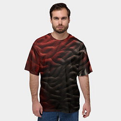 Футболка оверсайз мужская Красно черная волнистая текстура, цвет: 3D-принт — фото 2