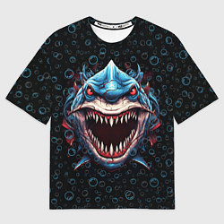 Футболка оверсайз мужская Evil shark, цвет: 3D-принт
