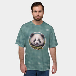 Футболка оверсайз мужская Милая мордочка панды с бамбуком, цвет: 3D-принт — фото 2