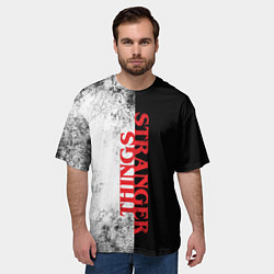 Футболка оверсайз мужская Stranger things BW, цвет: 3D-принт — фото 2
