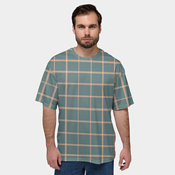 Футболка оверсайз мужская Клетка сер-зелёный, цвет: 3D-принт — фото 2