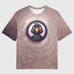 Футболка оверсайз мужская Забавный черный ворон, цвет: 3D-принт