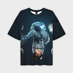 Футболка оверсайз мужская Космонавт планеты, цвет: 3D-принт