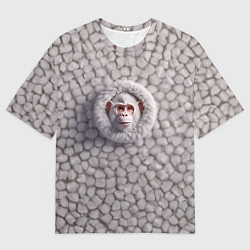 Футболка оверсайз мужская Забавная белая обезьяна, цвет: 3D-принт