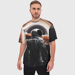Футболка оверсайз мужская Черная дыра - космонавт, цвет: 3D-принт — фото 2