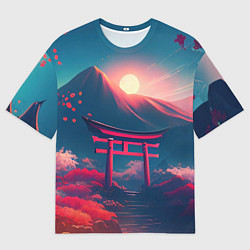 Футболка оверсайз мужская Japan gate drawing, цвет: 3D-принт