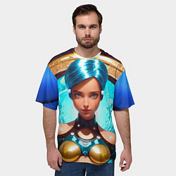 Футболка оверсайз мужская Девушка с голубыми волосами у входа в портал, цвет: 3D-принт — фото 2