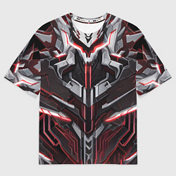 Футболка оверсайз мужская Красная кибер броня, цвет: 3D-принт