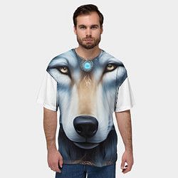 Футболка оверсайз мужская Шаман волк, цвет: 3D-принт — фото 2