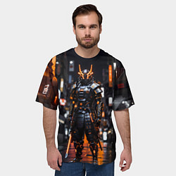 Футболка оверсайз мужская Кибер робот самурай от нейросети, цвет: 3D-принт — фото 2