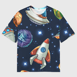 Футболка оверсайз мужская Космические корабли и планеты, цвет: 3D-принт