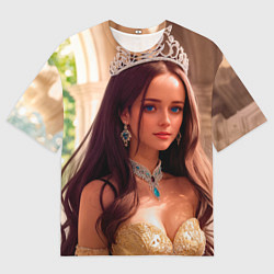Футболка оверсайз мужская Девушка принцесса в алмазных украшениях, цвет: 3D-принт