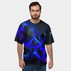 Футболка оверсайз мужская Разлом плит из неона, цвет: 3D-принт — фото 2