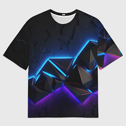 Футболка оверсайз мужская Неоновые объемные частицы, цвет: 3D-принт
