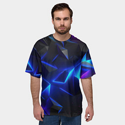 Футболка оверсайз мужская Blue dark neon, цвет: 3D-принт — фото 2