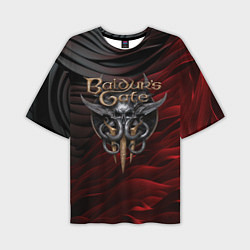 Футболка оверсайз мужская Baldurs Gate 3 logo dark red black, цвет: 3D-принт