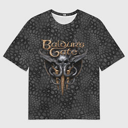 Футболка оверсайз мужская Baldurs Gate 3 logo dark black, цвет: 3D-принт