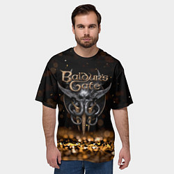 Футболка оверсайз мужская Baldurs Gate 3 logo dark gold logo, цвет: 3D-принт — фото 2